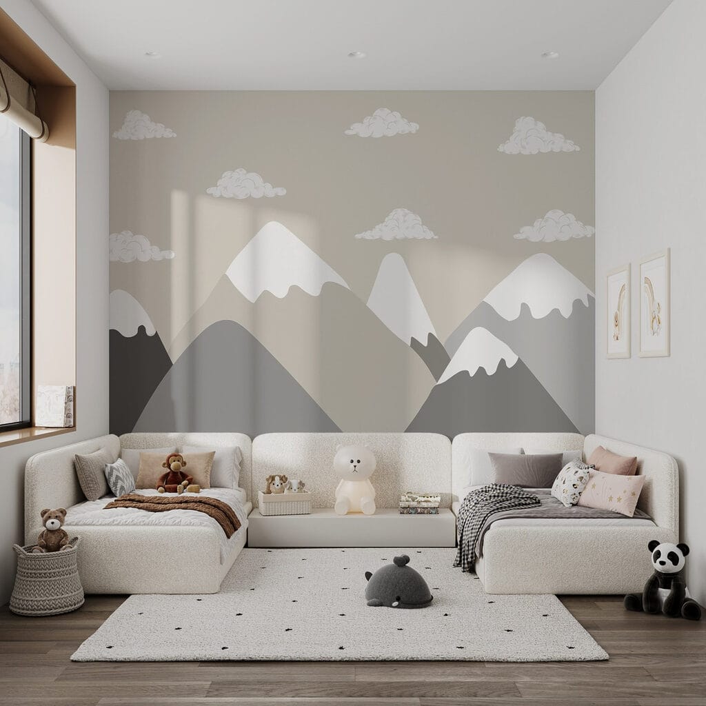 Mountain range with clouds