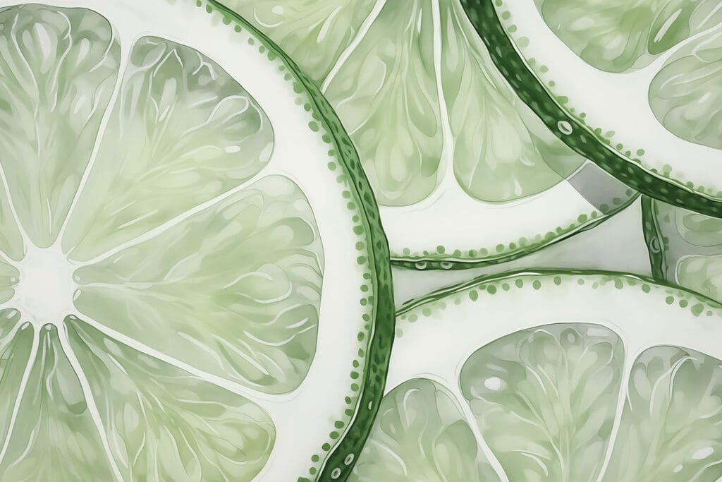 Friss lime szeletek szépen elrendezve. Friss lime szeletek szépen elrendezve.