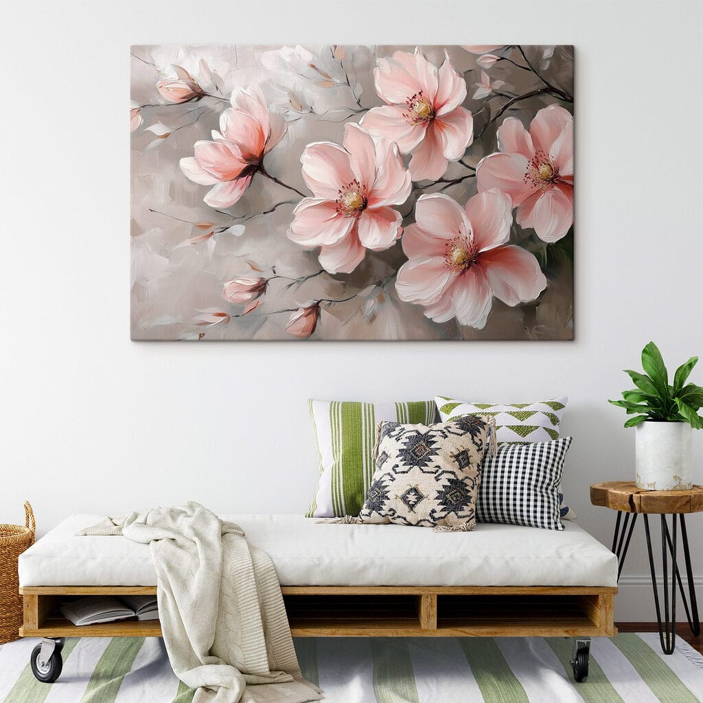 Painting of pink flowers