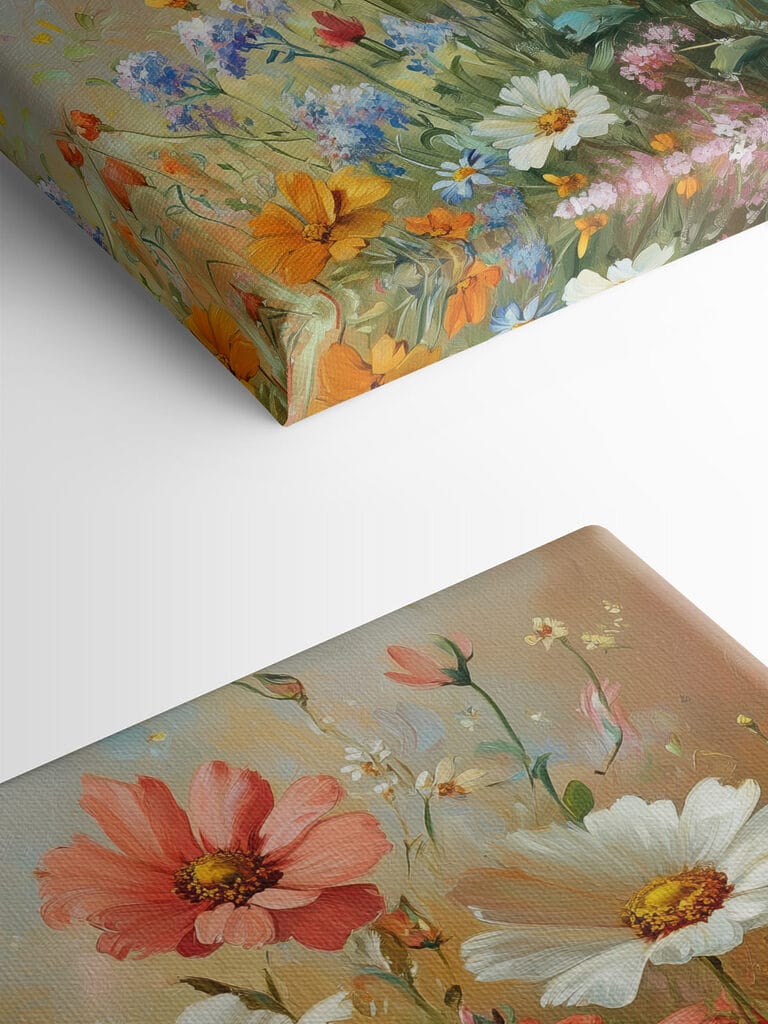 Painting of flowers in a field