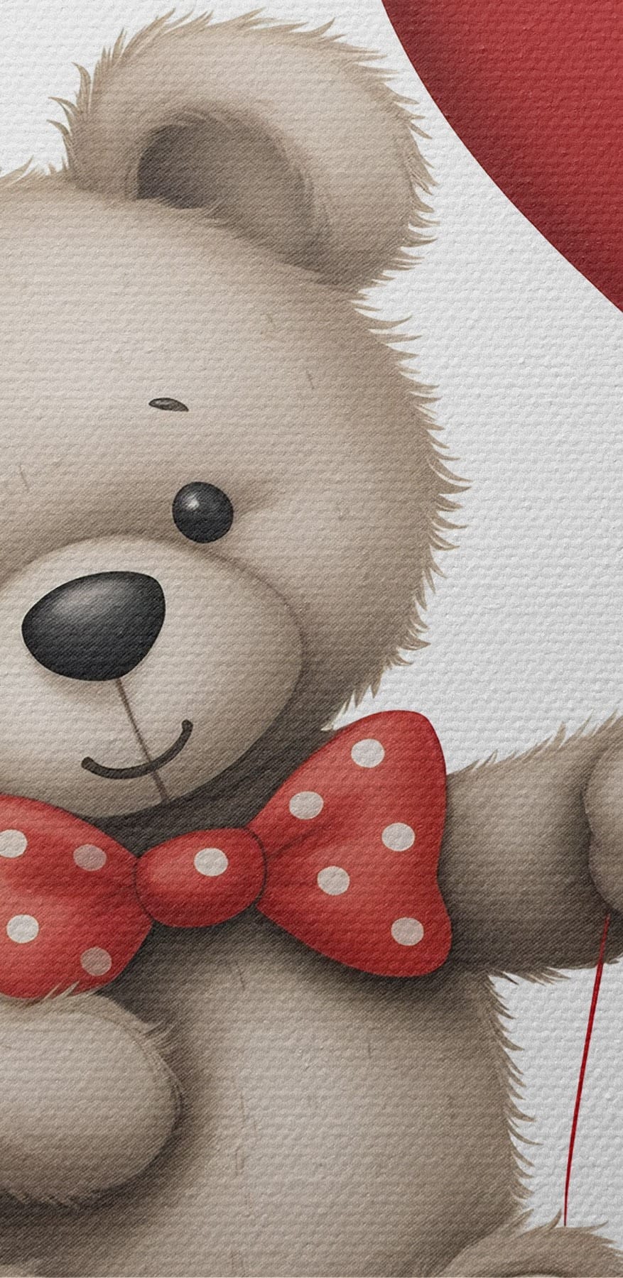 Teddy mackó, kezében egy szív alakú lufi