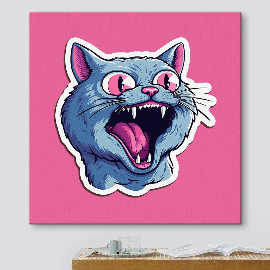 Sticker of a cat with its mouth open Sticker of a cat with its mouth open