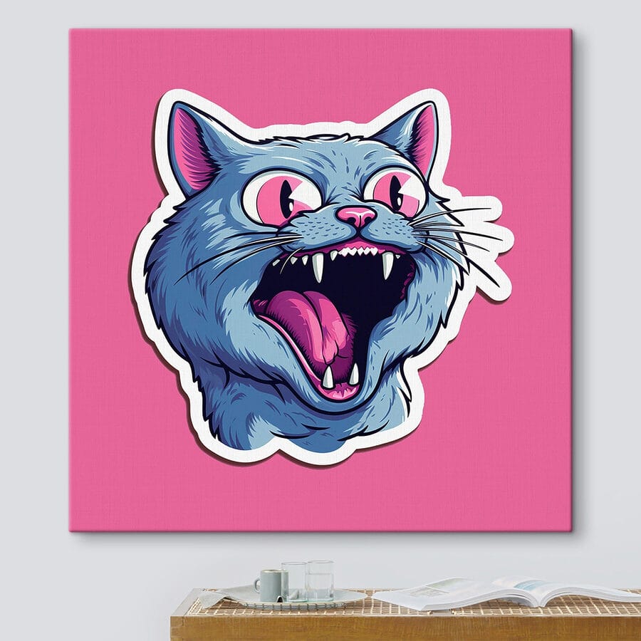 Matrica egy macska nyitott szájjal