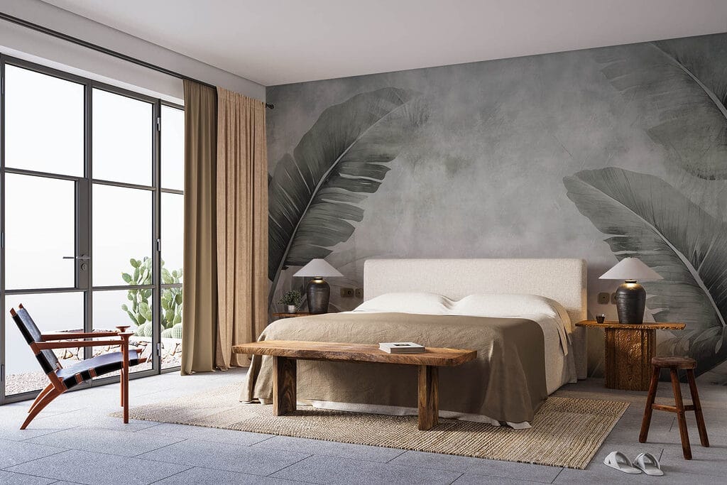 Serene tropical leaves pattern backdrop Serene tropical leaves pattern backdrop