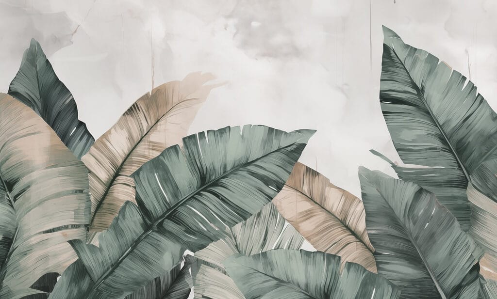 Serene leaves in soft pastel tones