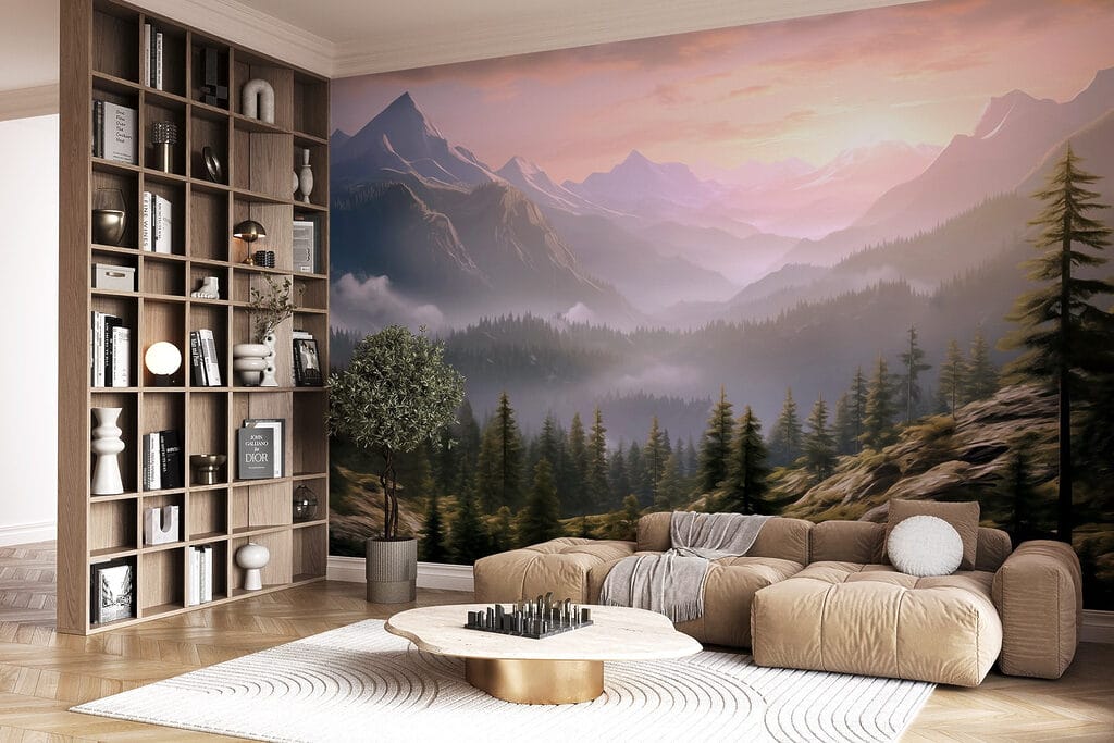 Landscape of mountains and trees