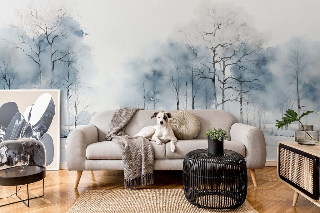 Group of trees in a snowy field Group of trees in a snowy field