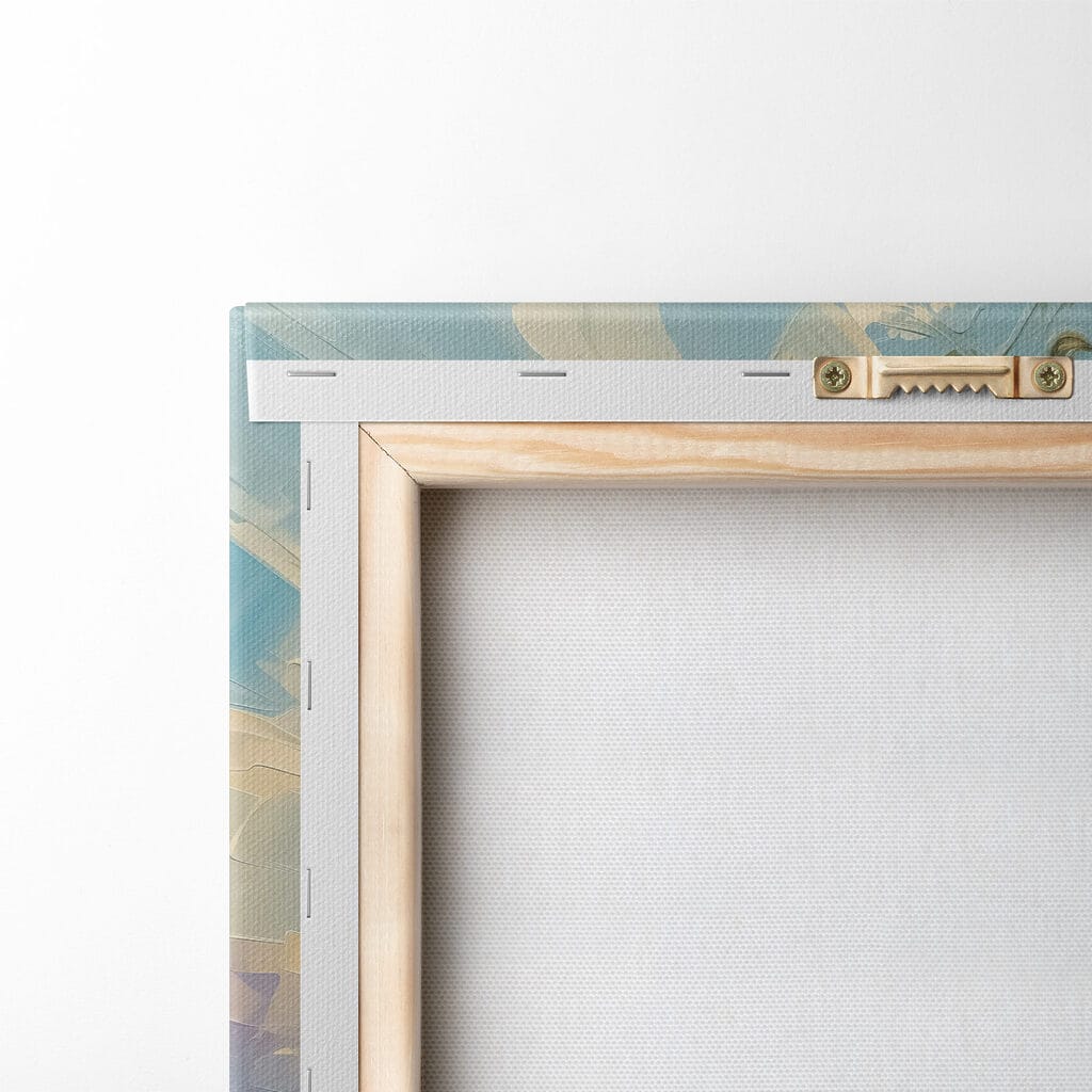 Painting of a beach with palm trees