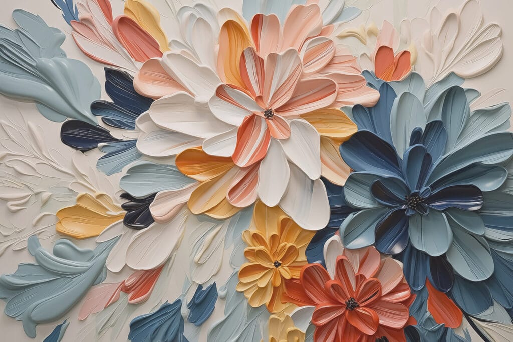 Vibrant floral artwork in bold colors Vibrant floral artwork in bold colors