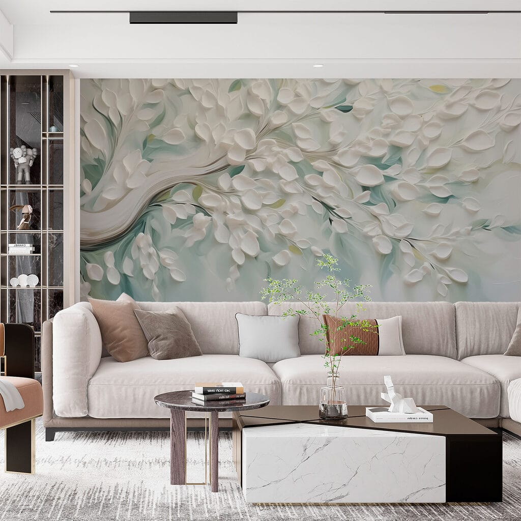 White tree with leaves on it White tree with leaves on it