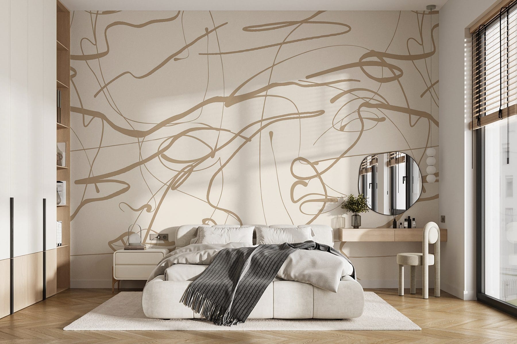 White background with brown lines