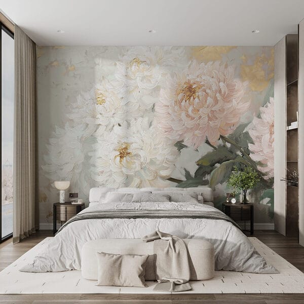 Fotótapéta Virágok festése fehér felületen (Cikkszám: w08766) Fotótapéta Fotótapéta Virágok festése fehér felületen (Cikkszám: w08766)