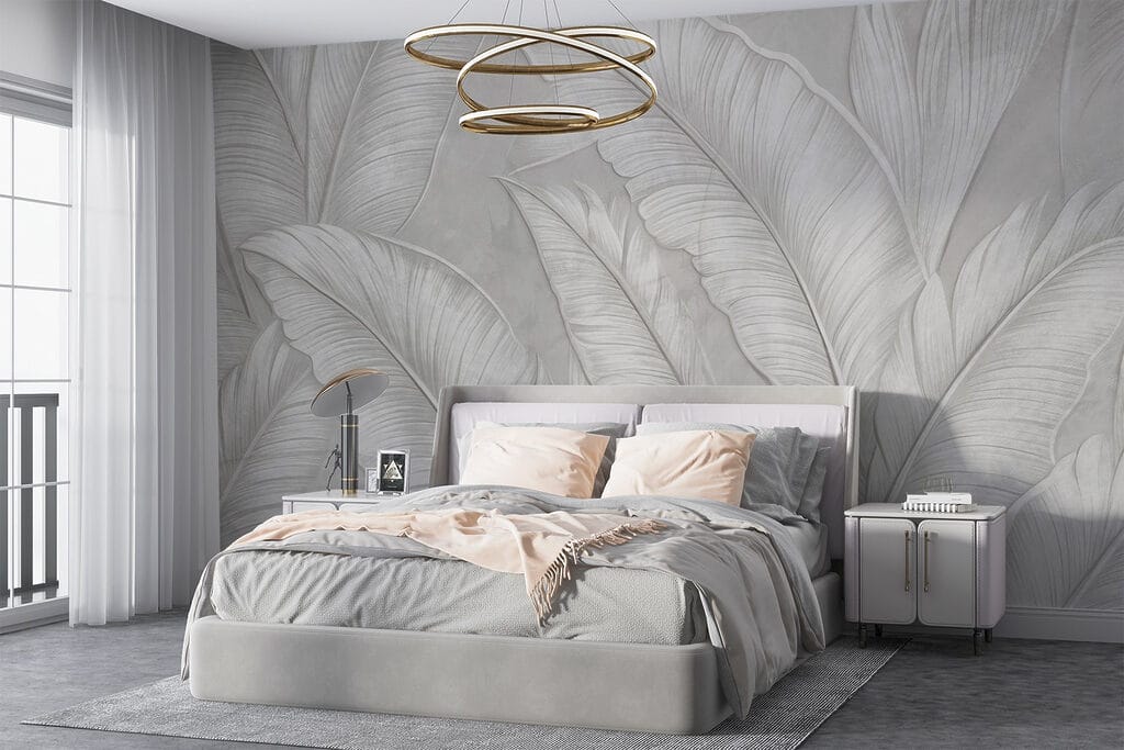 White wallpaper with feathers