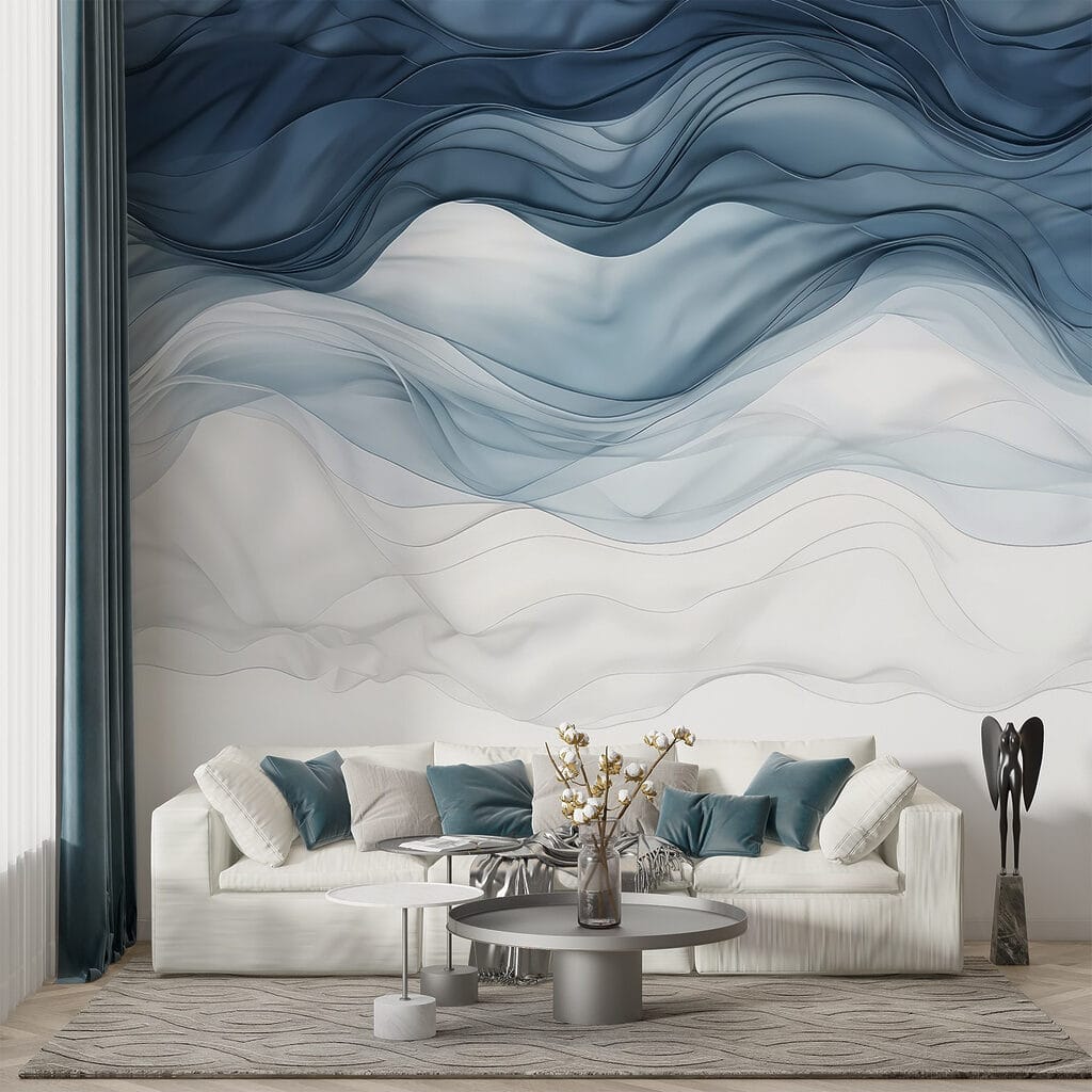 Blue and white wavy fabric