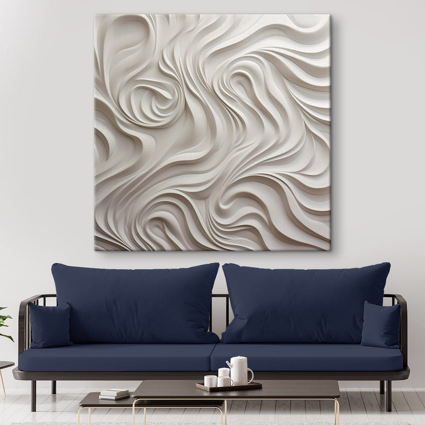 White wall with wavy lines White wall with wavy lines