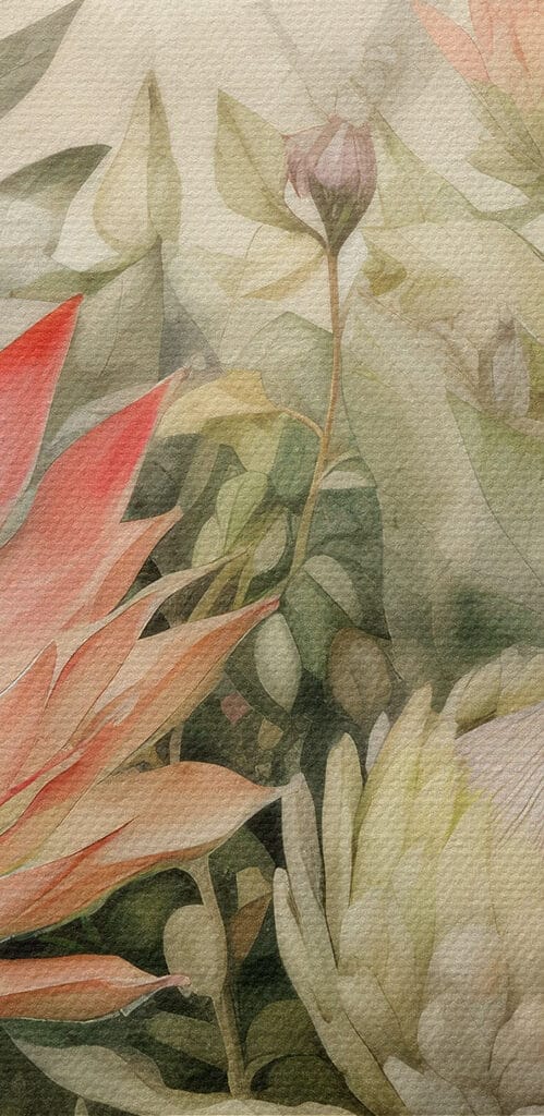 Painting of flowers and leaves