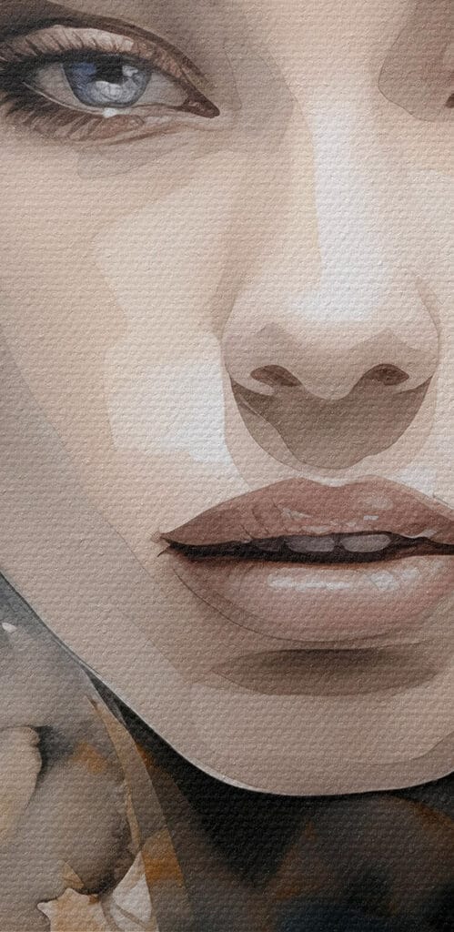 Woman's face with a splash of paint