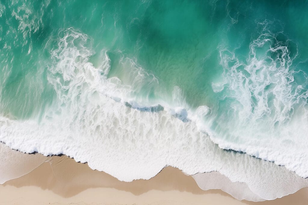 Waves crashing on a beach
