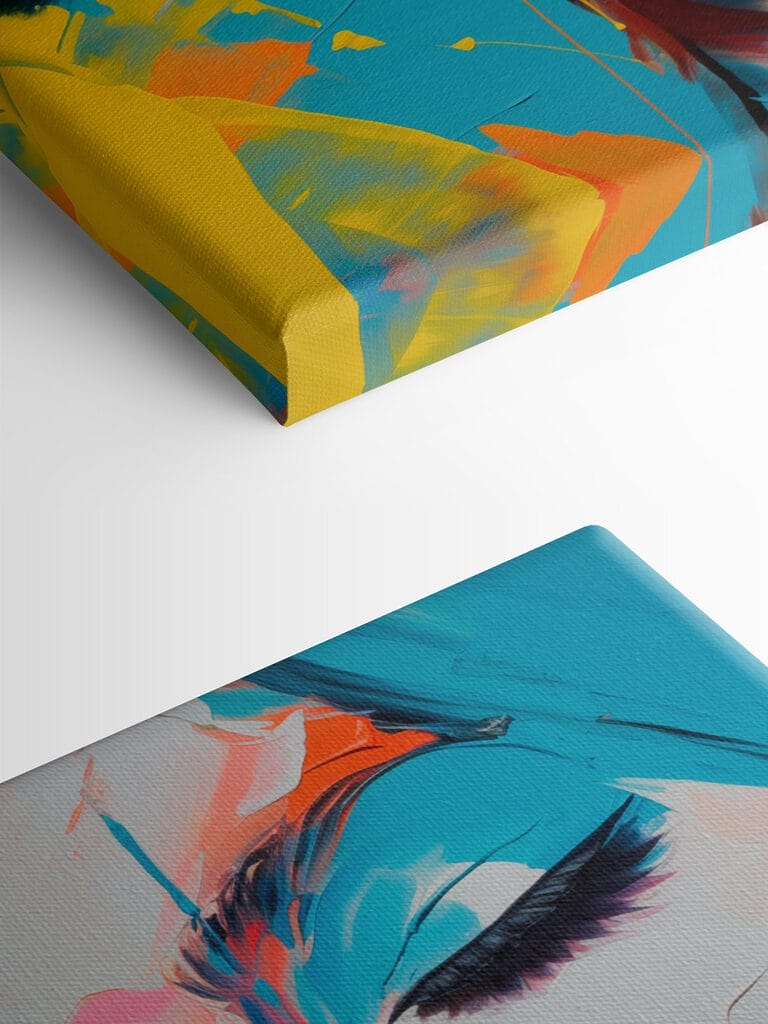 Painting of a woman with colorful paint on her face