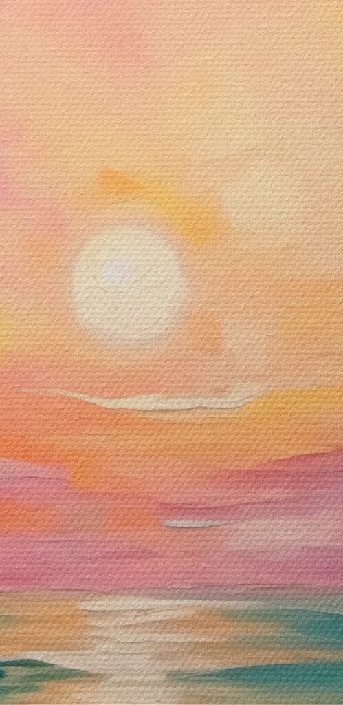 Painting of a sunset over the ocean