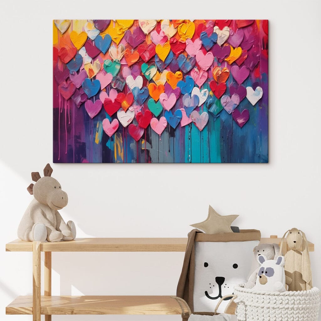 Painting of many hearts