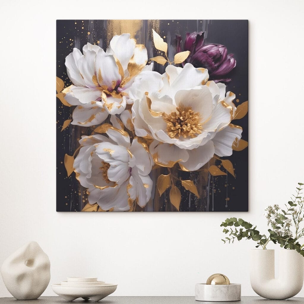 Painting of white and purple flowers Painting of white and purple flowers