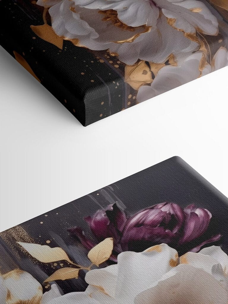 Painting of white and purple flowers Painting of white and purple flowers