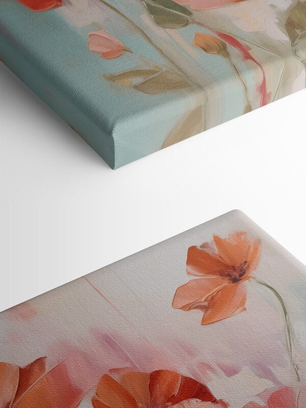 Painting of flowers on a white surface Painting of flowers on a white surface