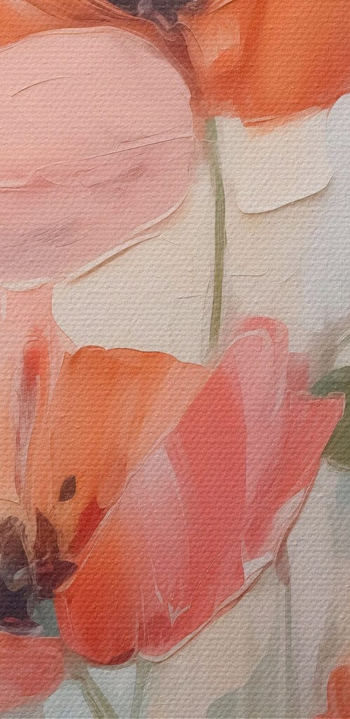 Painting of flowers on a white surface Painting of flowers on a white surface