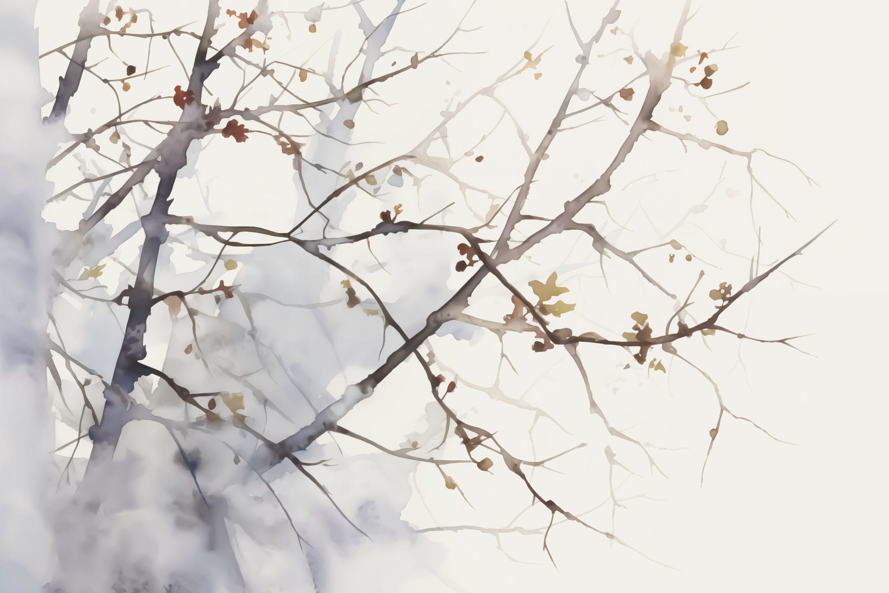 Watercolor of a tree branch with leaves on it Watercolor of a tree branch with leaves on it