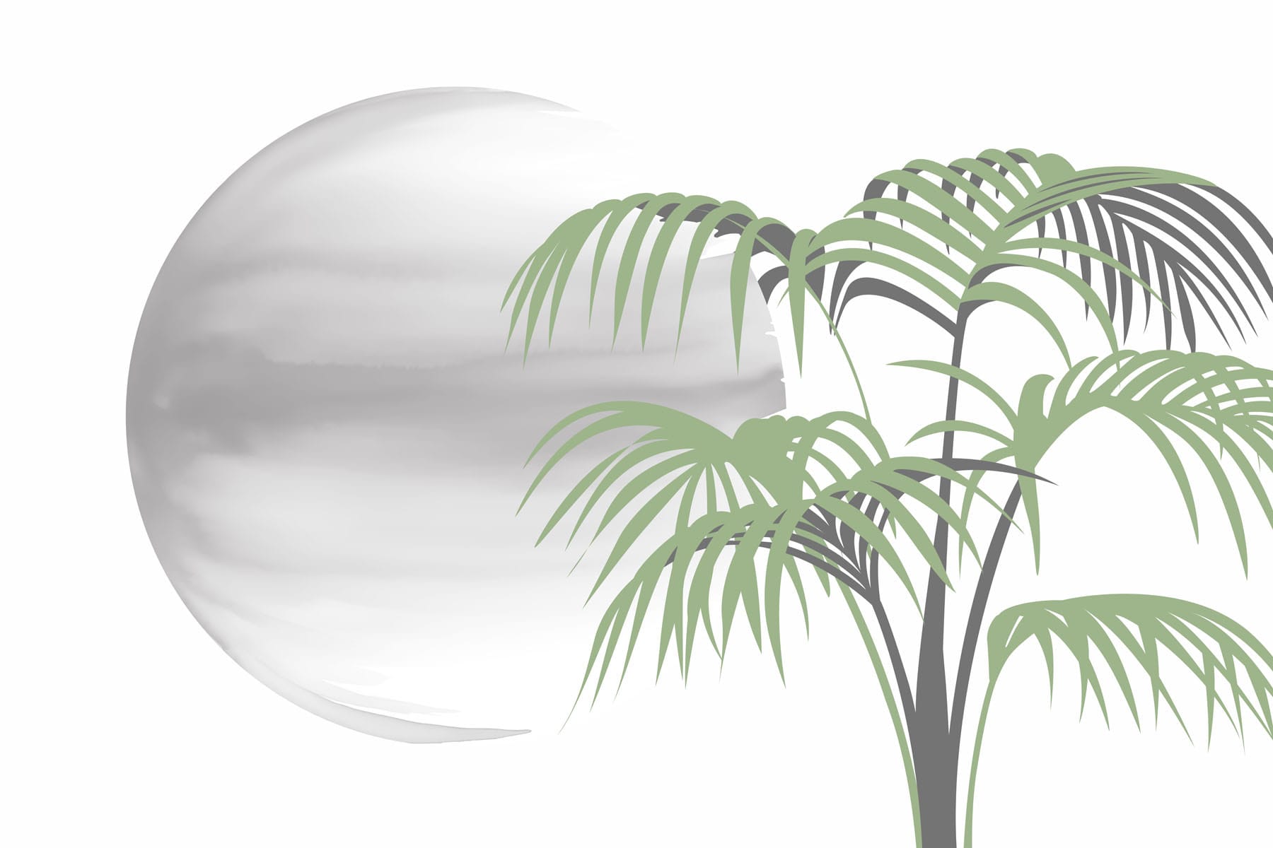 Palm tree and a round white sphere