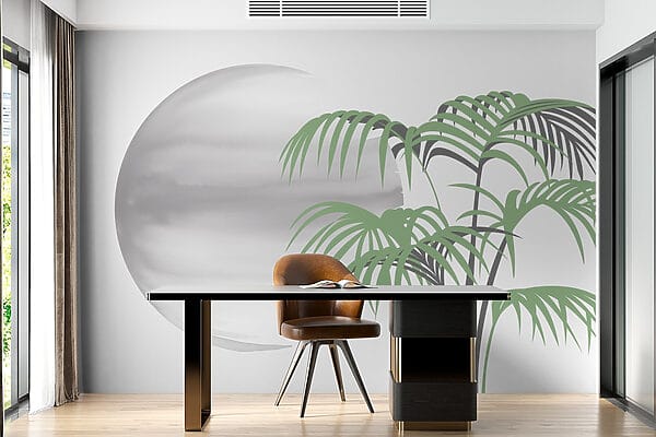 Palm tree and a round white sphere