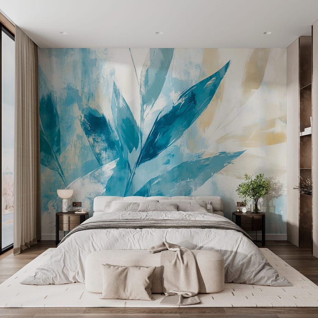 Painting of leaves on a white background Painting of leaves on a white background