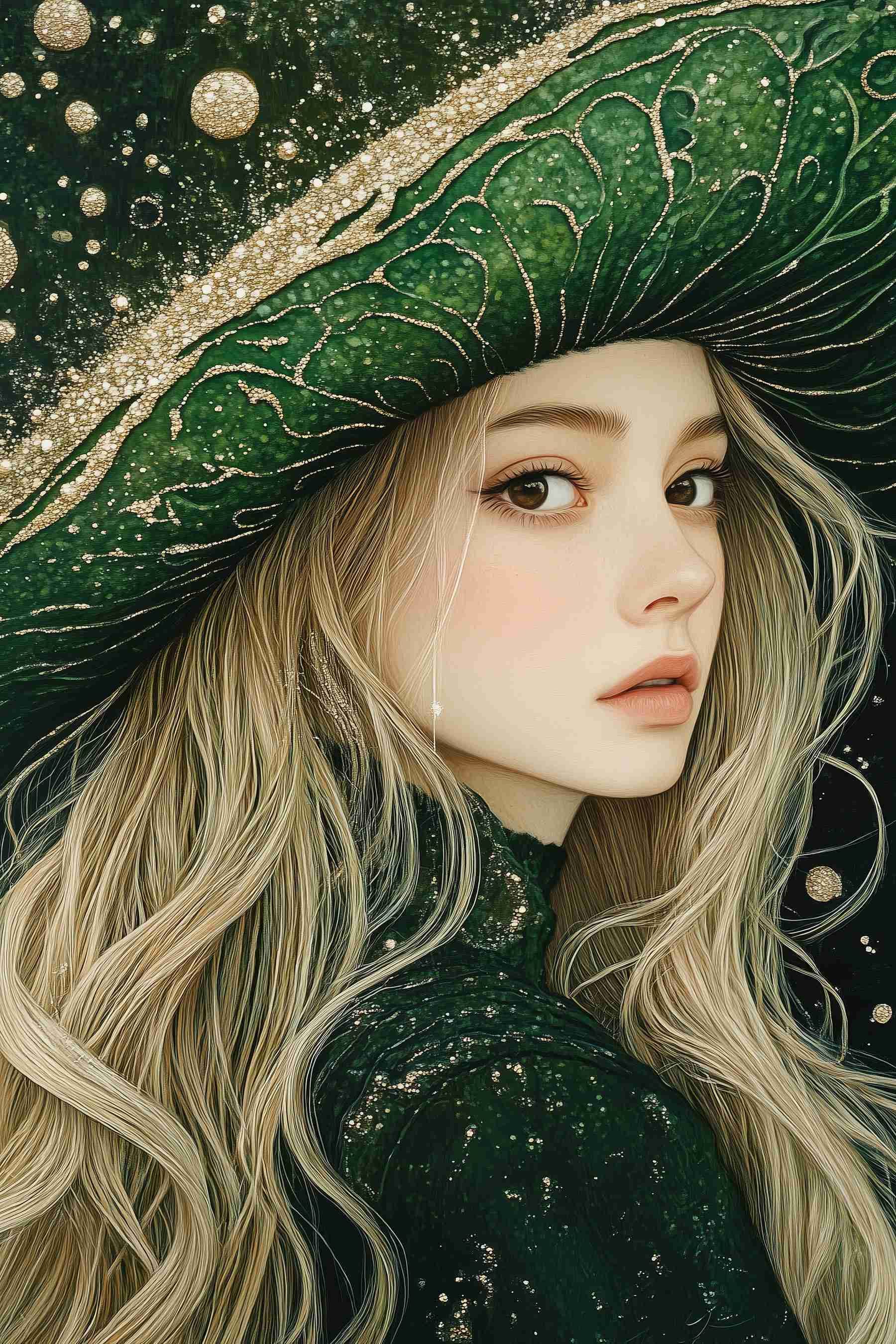 Woman wearing a green hat