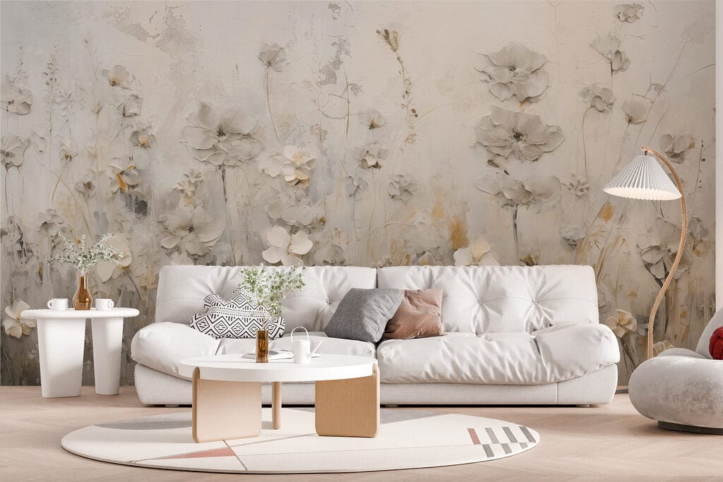 Painting of flowers on a wall