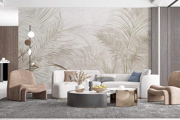 Fotótapéta Fotótapéta Fehér háttér levelekkel (Cikkszám: w03207)