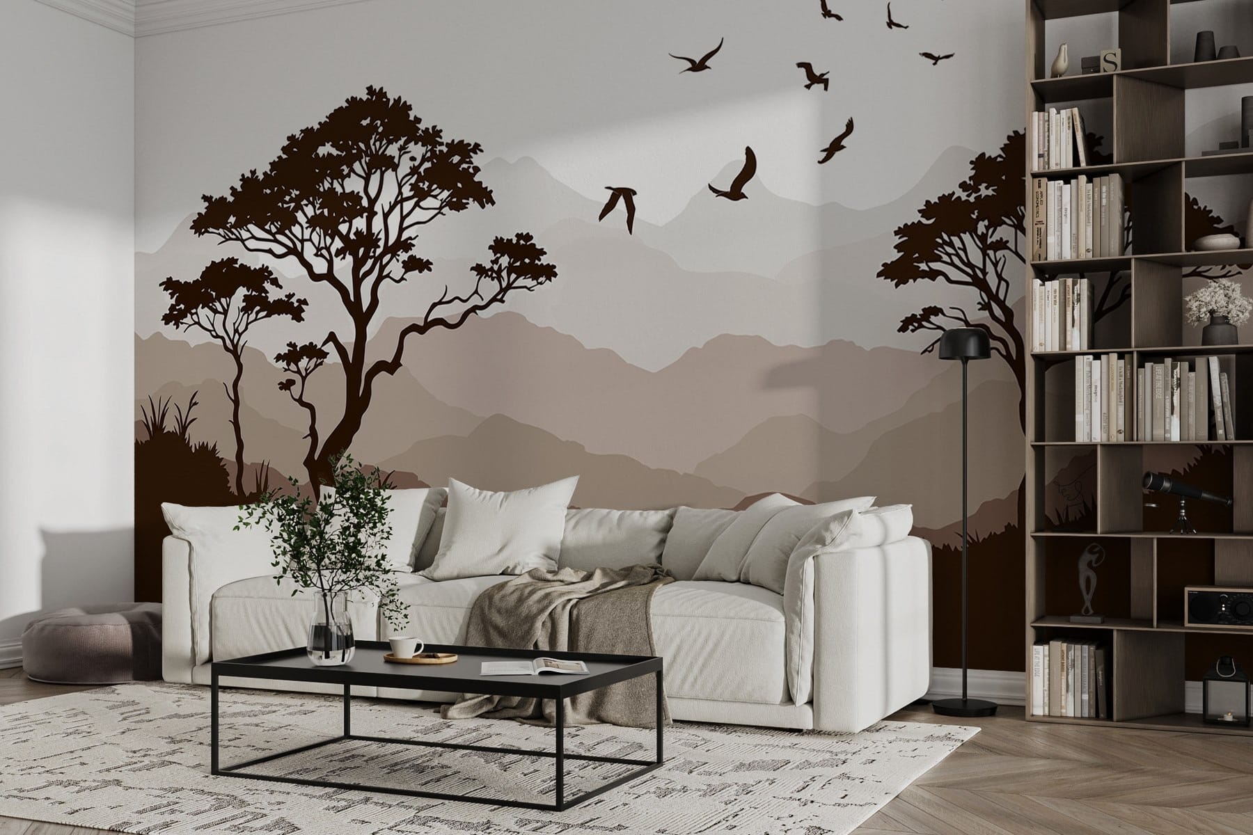 Birds flying over a mountain range Birds flying over a mountain range