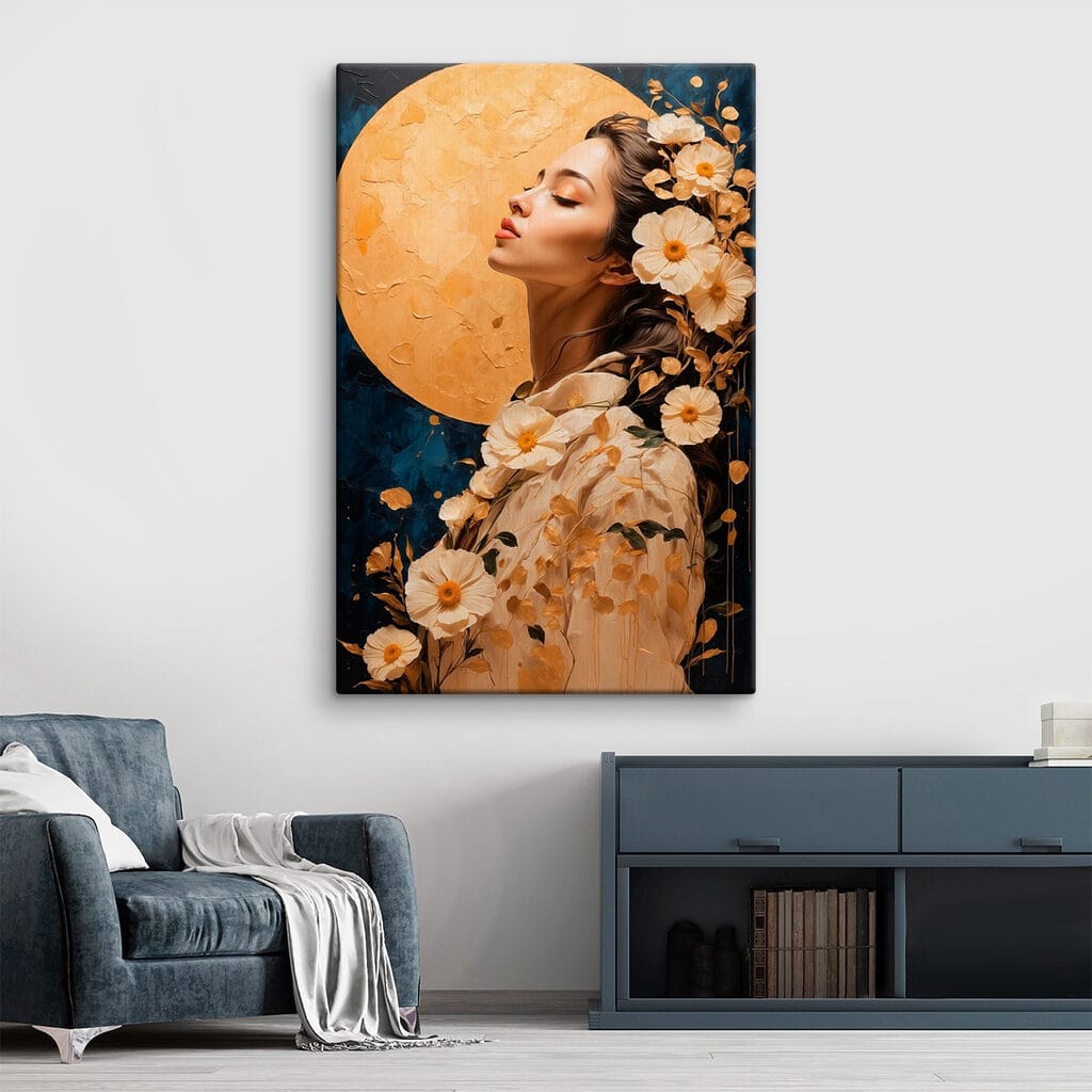 Woman with flowers around her hair
