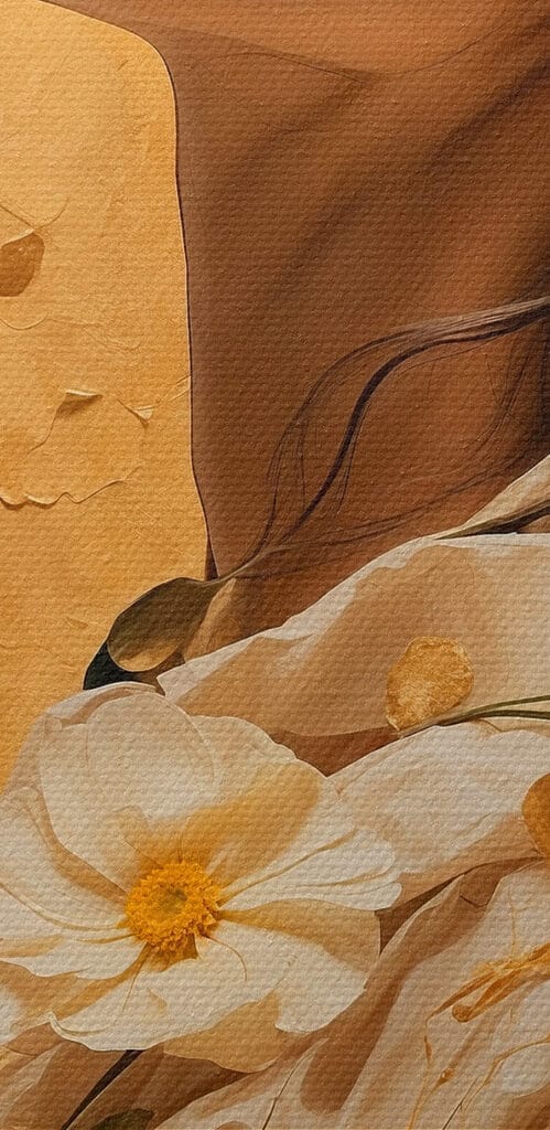 Woman with flowers around her hair