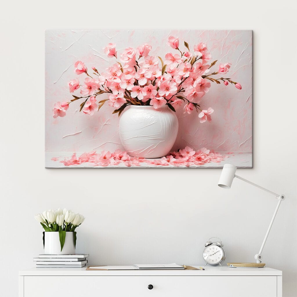 Vase with pink flowers