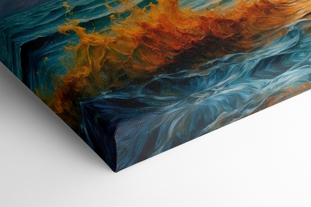 Painting of a sunset over a body of water Painting of a sunset over a body of water