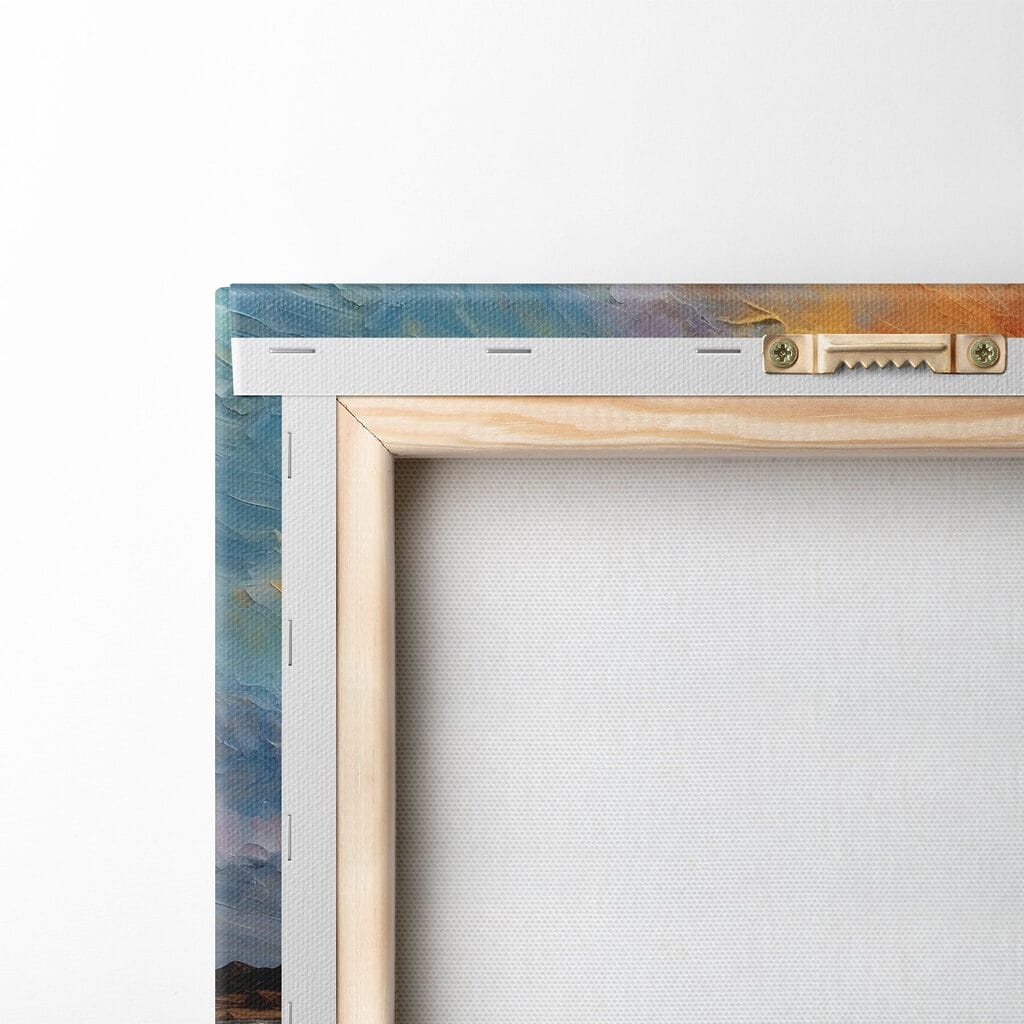 Painting of a sunset over a body of water Painting of a sunset over a body of water