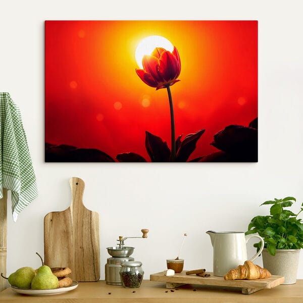 Piros tulipán a napfénnyel mögötte Piros tulipán a napfénnyel mögötte