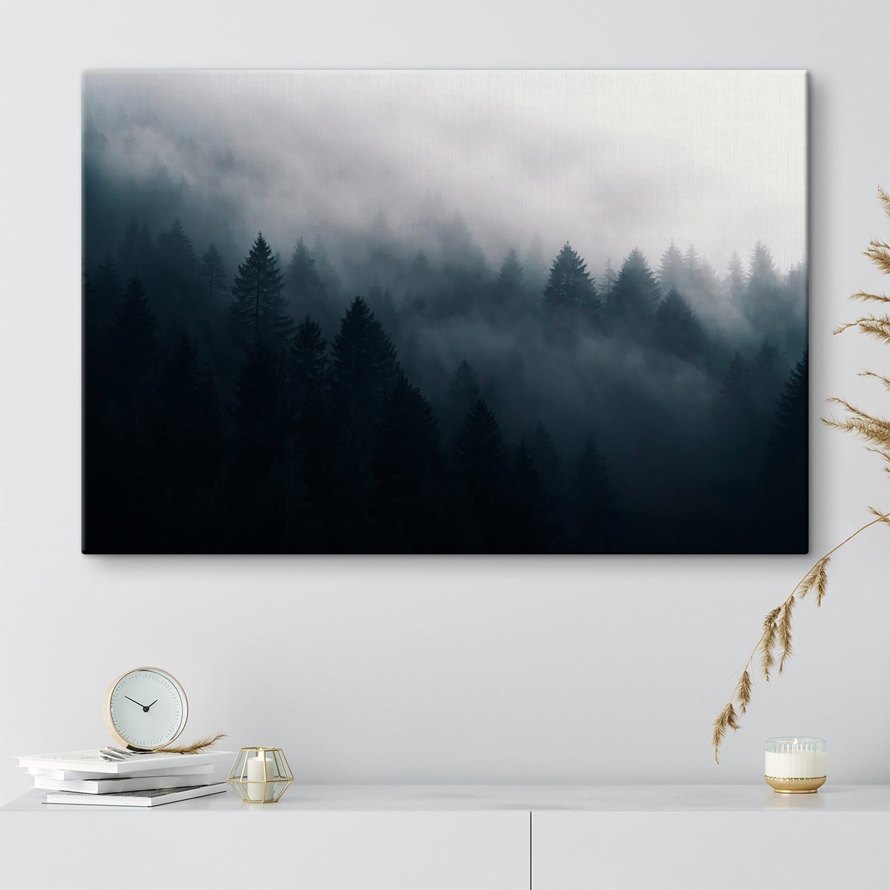Foggy forest with trees