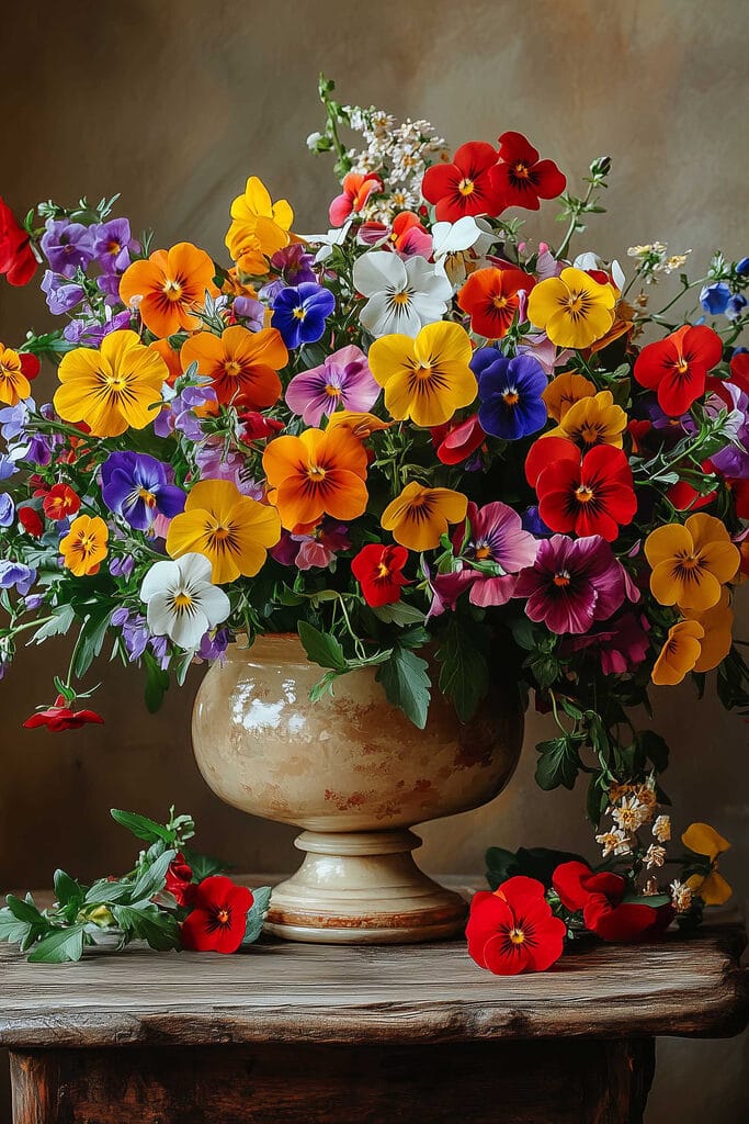 Vase with colorful flowers