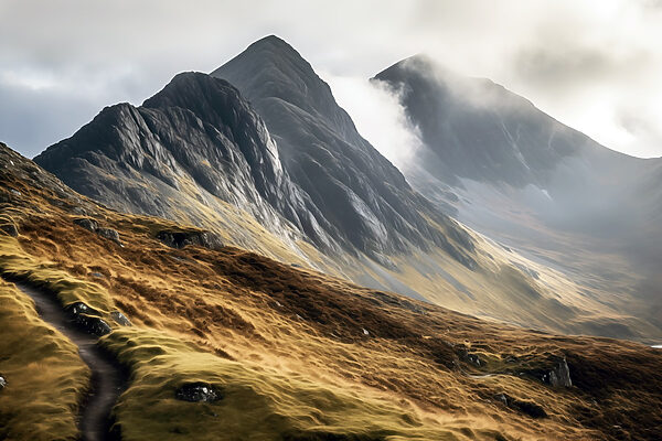 Mountain range with clouds