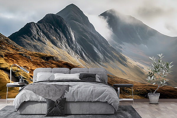 Mountain range with clouds