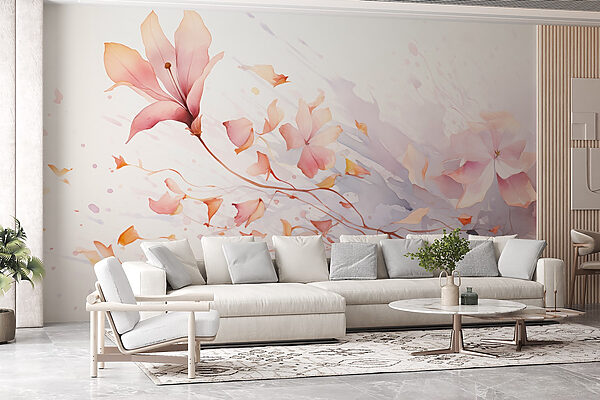 Watercolor of flowers and leaves