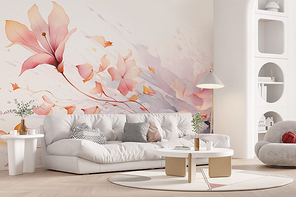 Watercolor of flowers and leaves