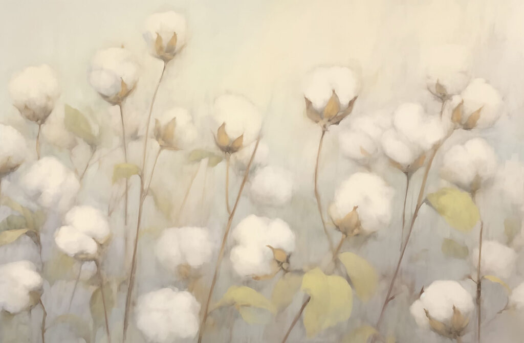 Painting of cotton flowers